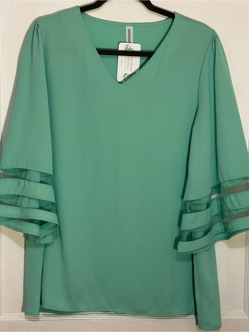 ZANZEA Mint Green V-Neck Flutter Sleeve Dress